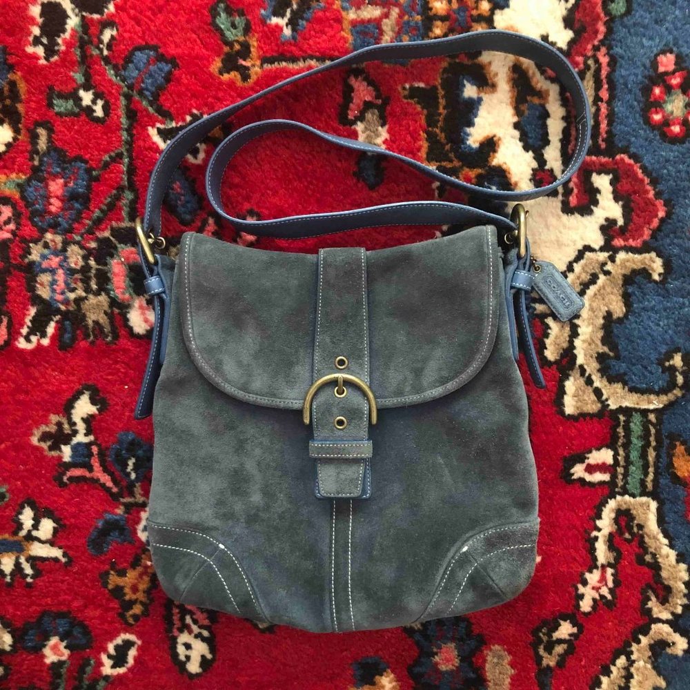 Blue Suede Coach Crossbody Purse
